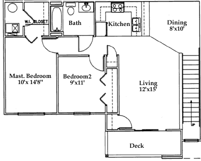 Floor Plan 2BR/1BA - Grove Apartments