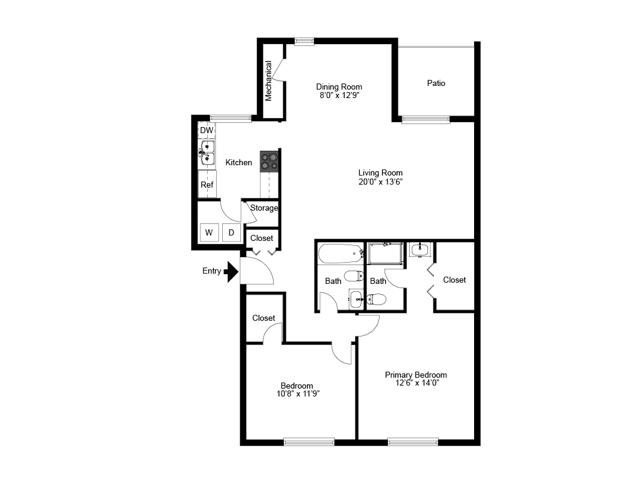 2 bedroom 2 bathroom - Fox Run Apartments