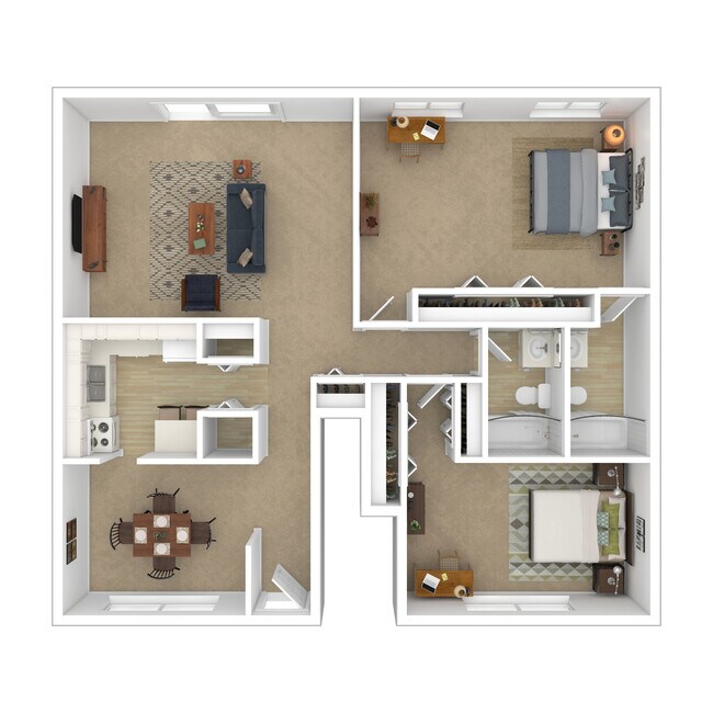2 Beds | 2 Baths | 1,350 sq ft - Chateau De Ville