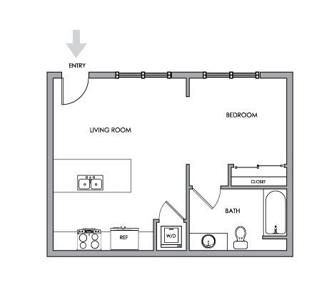 2D Floor Plan Rendering - Studio Option 2 - Breeze Hill