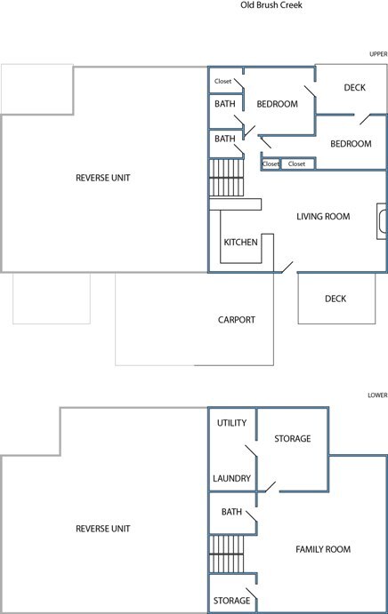 2-bed, 2-bath duplex - Brush Creek Duplexes