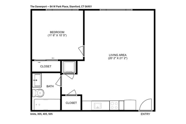 One Bedroom 305, 405, 505 - The Davenport