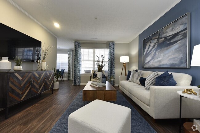 Living Room with Hardwood Style Flooring