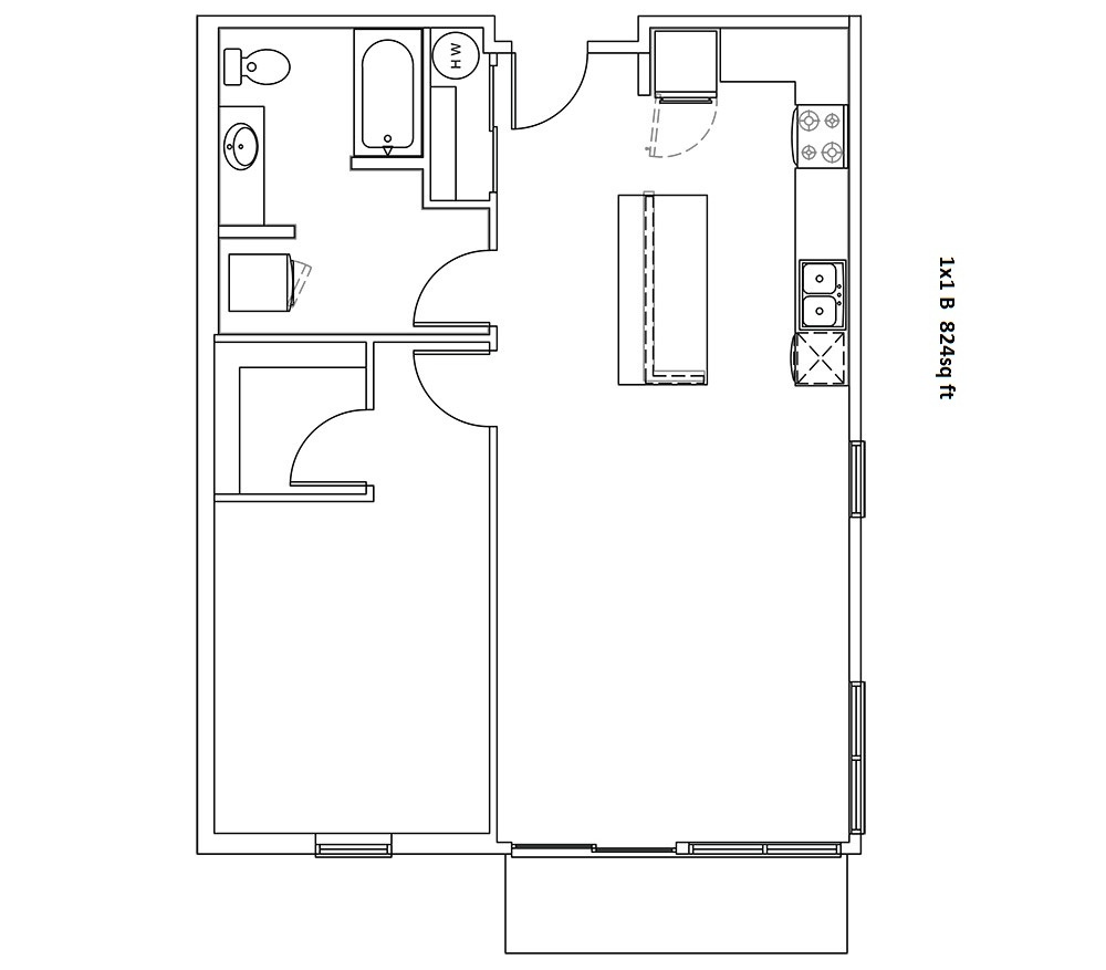 1BR/1BA 824 sqft - Meadows at Martha Lake