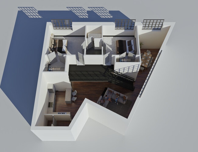 Standard 4 Bedroom, 2 Bathroom Mezzanine Floor - LL Sams Apartments