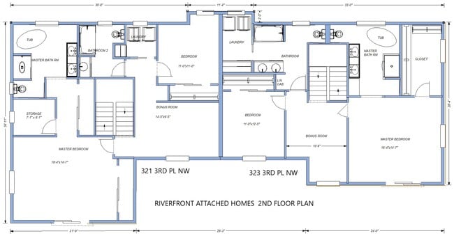 Second floor plan (two homes) - 321 3rd Pl NW
