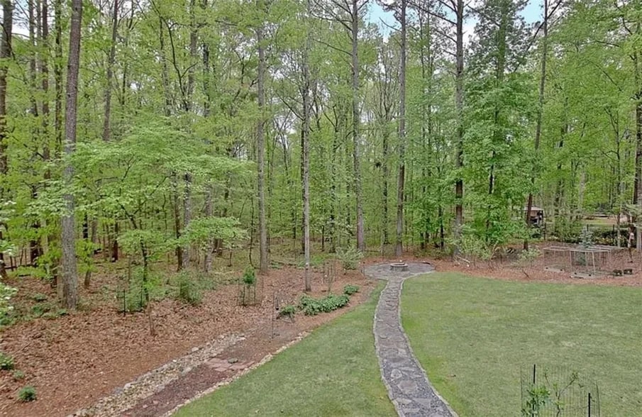 Backyard with firepit - 205 Woodcreek Ln