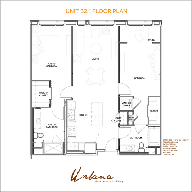 B2 Floorplan - Urbana Chula Vista Luxury Apartments