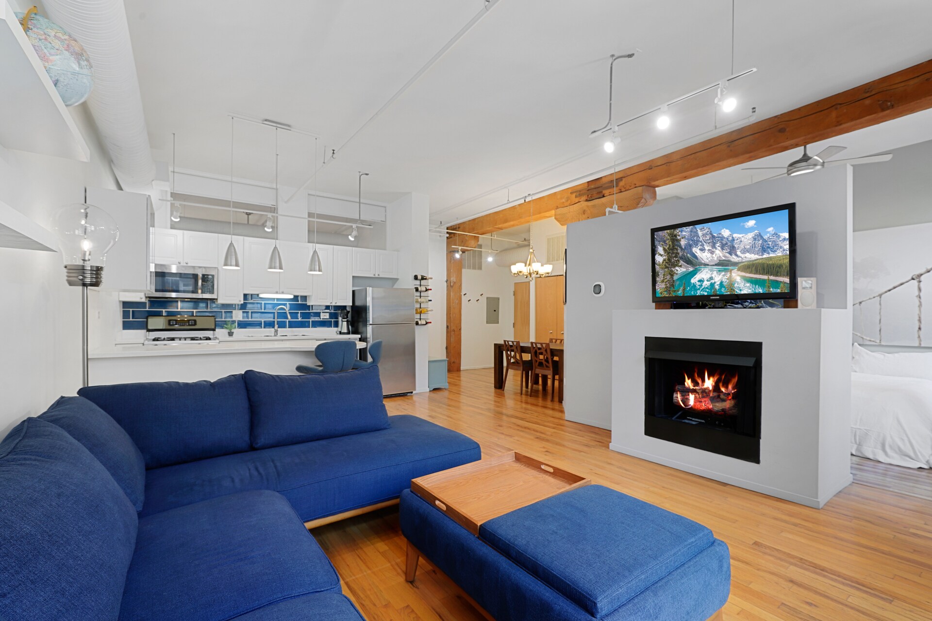 open concept, bright yet warm true timber loft - 417 S Jefferson St