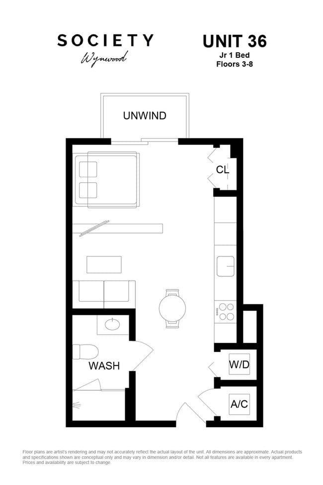 Jr 1 Bed - Unit 36 - Fl 3-8 - Society Wynwood
