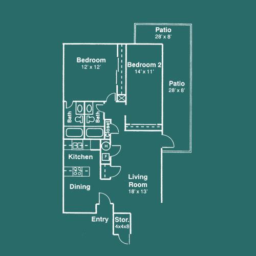 Two Bedroom 100 sqft.gif - Canoan Village