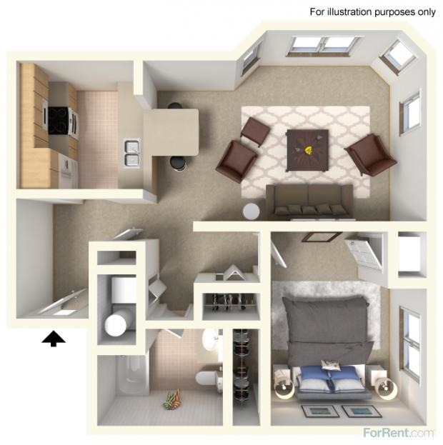 Floor Plan A 3D - Underwood Station