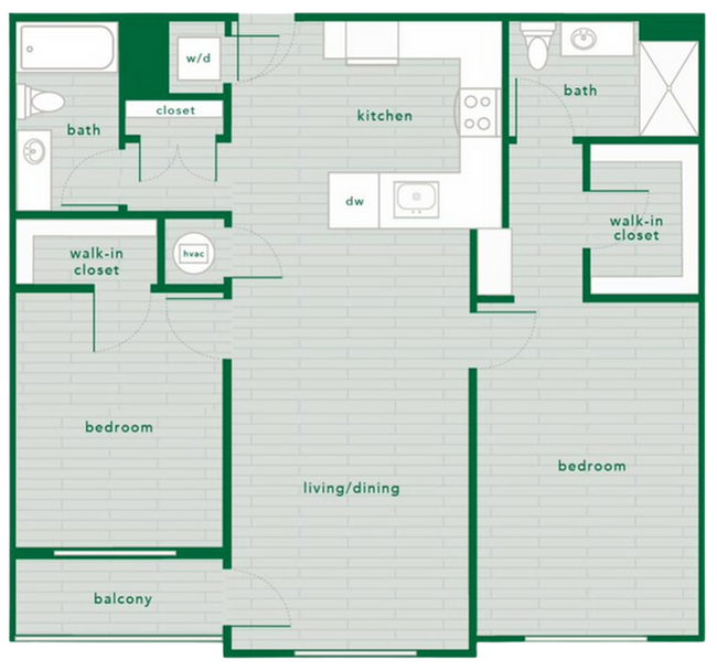 Experience a blend of style and functionality in this contemporary 2-bedroom floor plan. - The Piedmont Raleigh