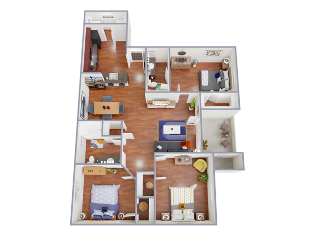 C1 Floorplan: 3 Bedroom, 2 Bathroom - Island Villa