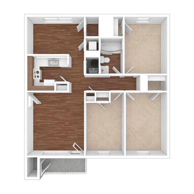 The Claymont - 3 Bedroom, 1 Bath, 1024-1039 sq. ft. - Pleasant View Apartments