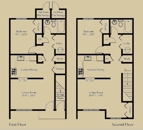 One bedroom One Bath Floor Plan - Village of Timber Hill