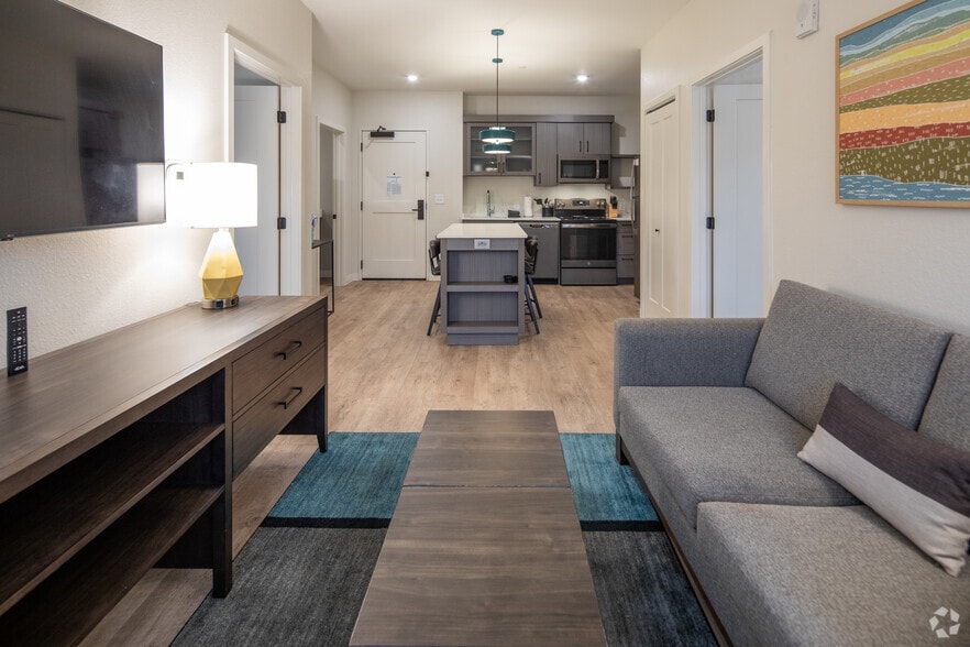 2BR, 1BA - 750SF - Living Room - Waterwalk Huntsville