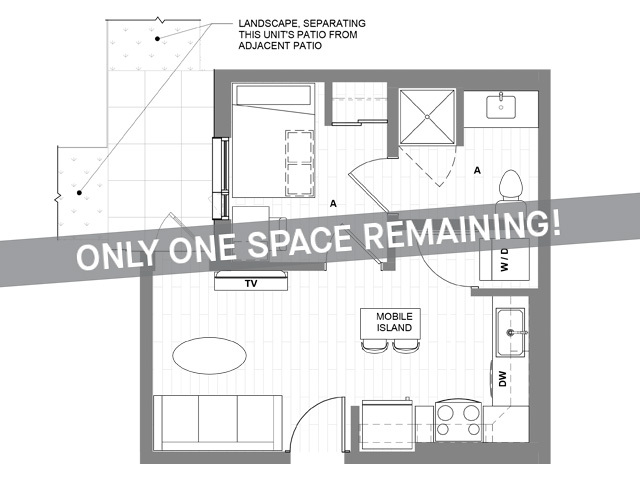 1x1 Courtyard - Only One Space Remaining! - HERE Seattle Student Apartments