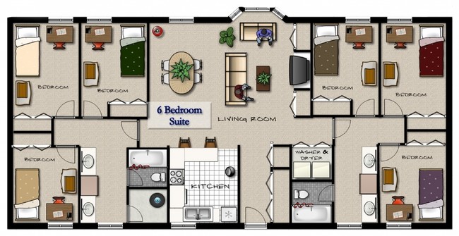 6 Bedroom Private Suite - King Henry Apartments- BYU Student Housing