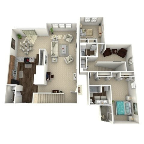 Two bedroom, two and a half bath, 2,360 square foot floor plan - Broadview Ridge