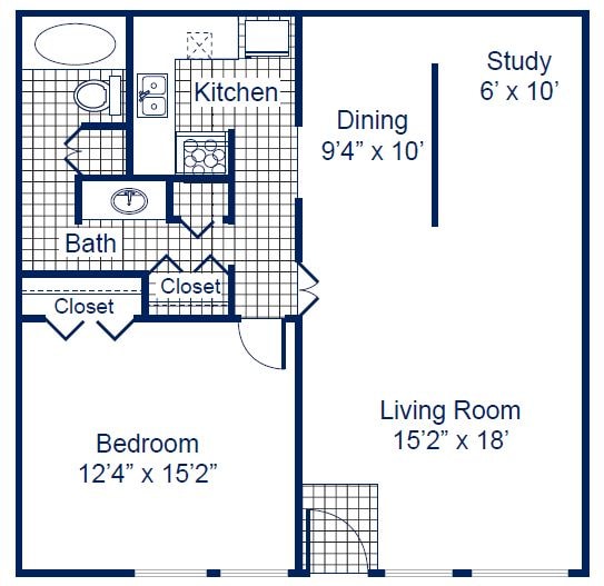A9 -1x1 Large Garden w/Dining sq ft 848-848 - Briarwood Hills