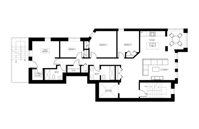Floor plan (Apts 3-4 Shown—Apt 1 lacks breakfast nook) - 2422 N Orchard St