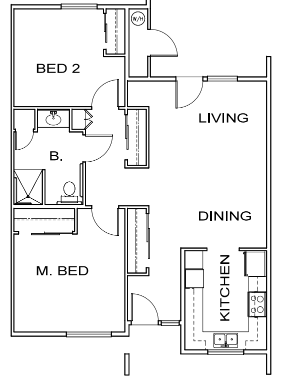 2BR/1BA - Oaktree Apartments