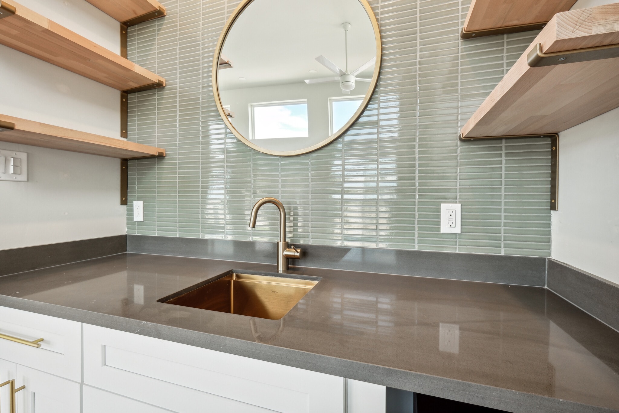 Wet bar with shelving to display bottles - 428 W Solidelle St