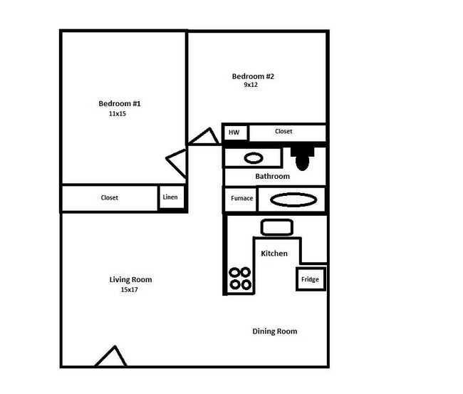 Floorplan - Cobblestone Circle Apartment 2 Bedroom, 1 ...