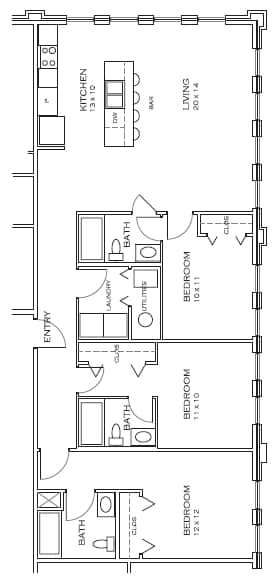 3BR/3BA - Station 11 Apartments