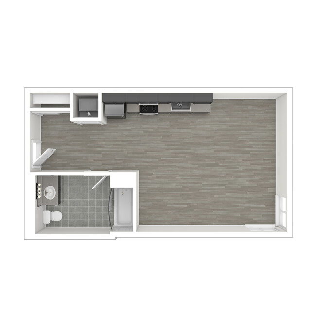 S8 - Studio Floor Plan - 446 SF - Catalina West Adams