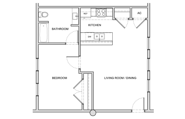1BR/1BA - Atrium Life