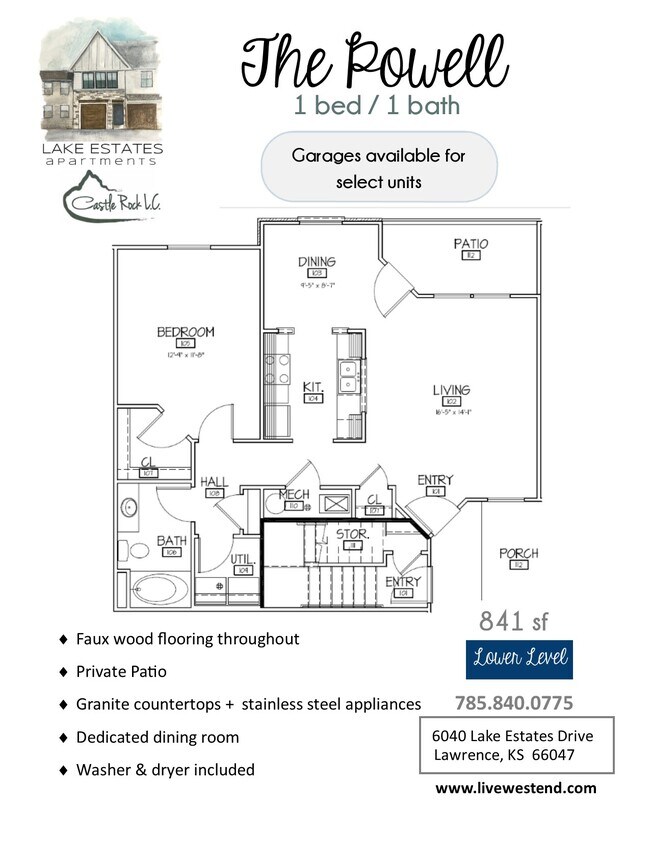 The Powel - 1 bedroom - (lower level) some with garage - Lake Estates