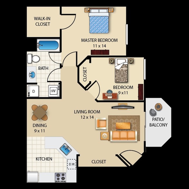 Onyx Floor Plan - Buffalo Creek Apartments