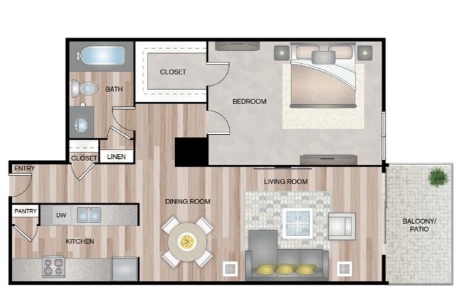 1 Bed 1 Bath 678 sf - Meadows on the Mainland Apartments