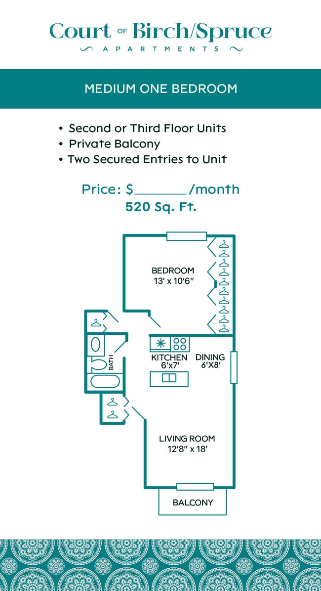 Floorplan - Court of Birch and Spruce Apartments