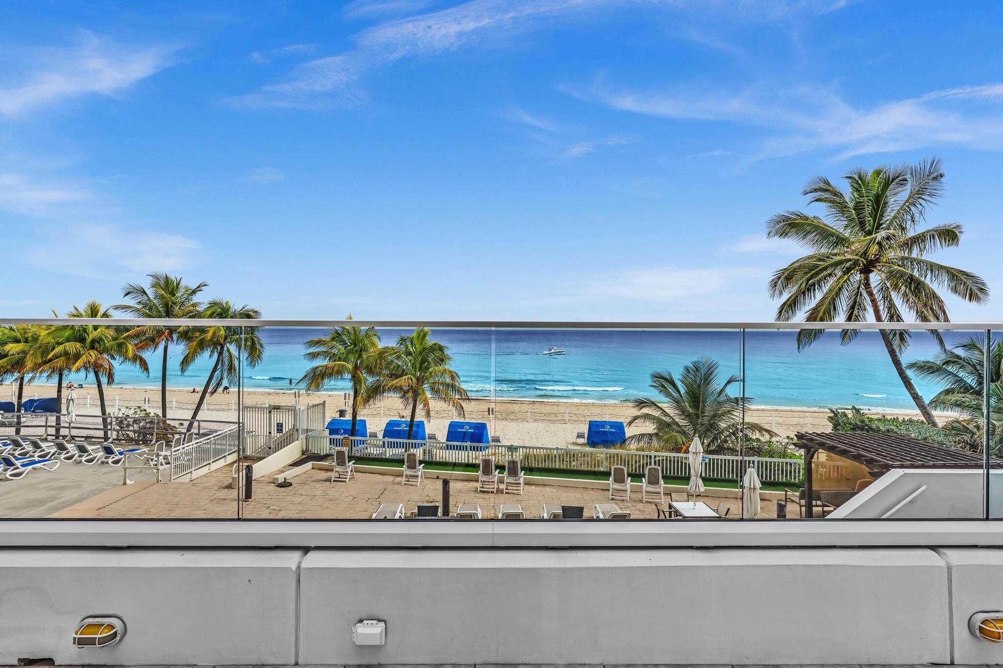 Beach Patio with Cabanas view from Mezzanine Deck - 4020 Galt Ocean Dr