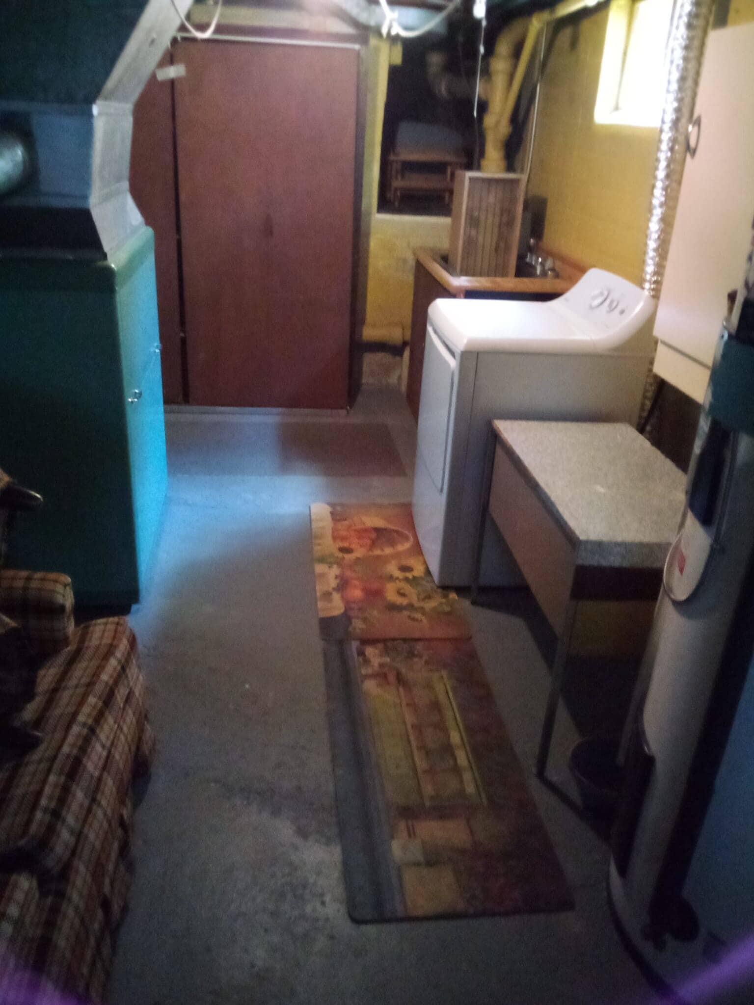 Reverse Mechanical Room With Dryer, Furnace and Hot Water Heater - 207 Sunflower Ave