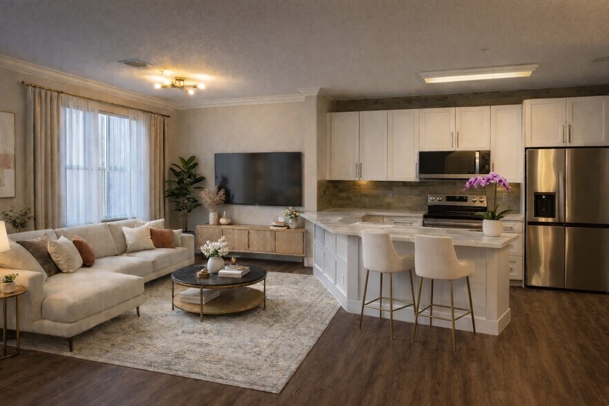 Staged Kitchen and Living Room - 4602 SW 160th Ave