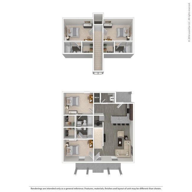 4 Bed Cottage 3D Floorplan - Arlington Cottages and Townhomes