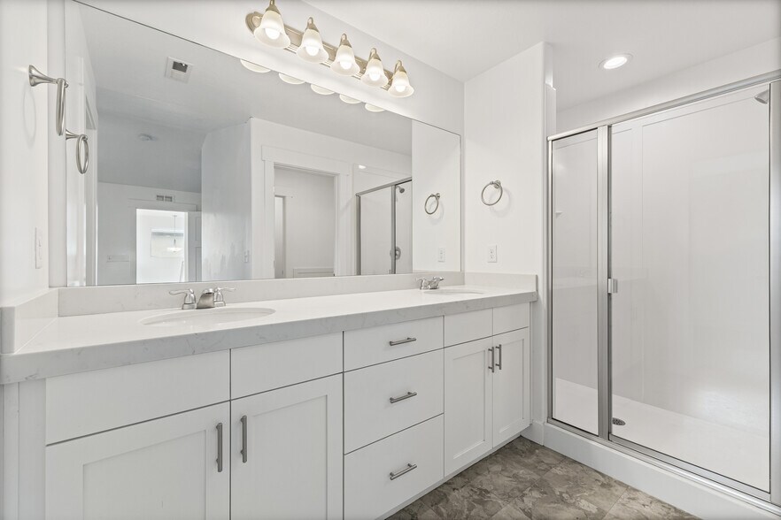 Master Bathroom double vanity and shower - 4877 E Silver Ridge Rd