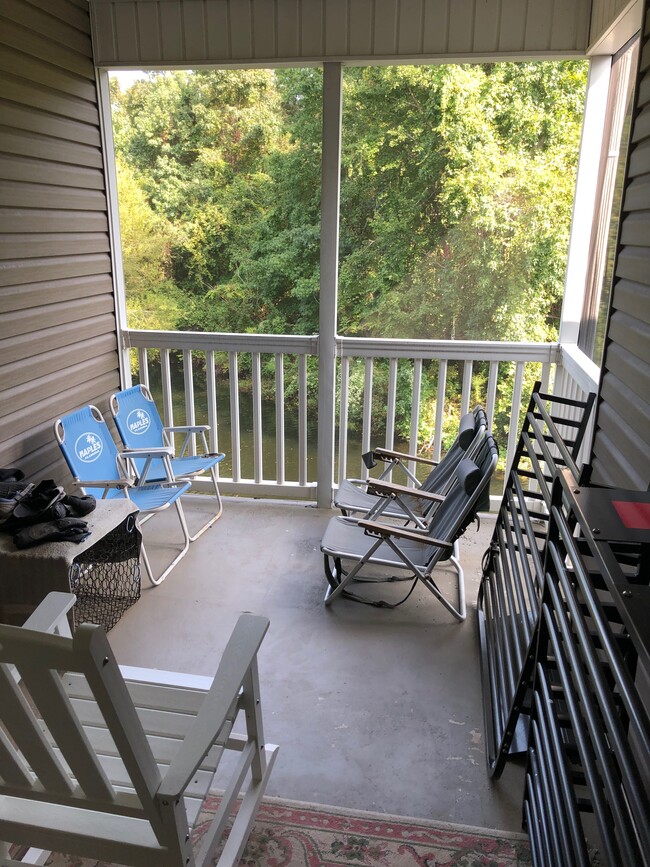 Outdoor porch overlooking pond - 1025 Algonquin Dr