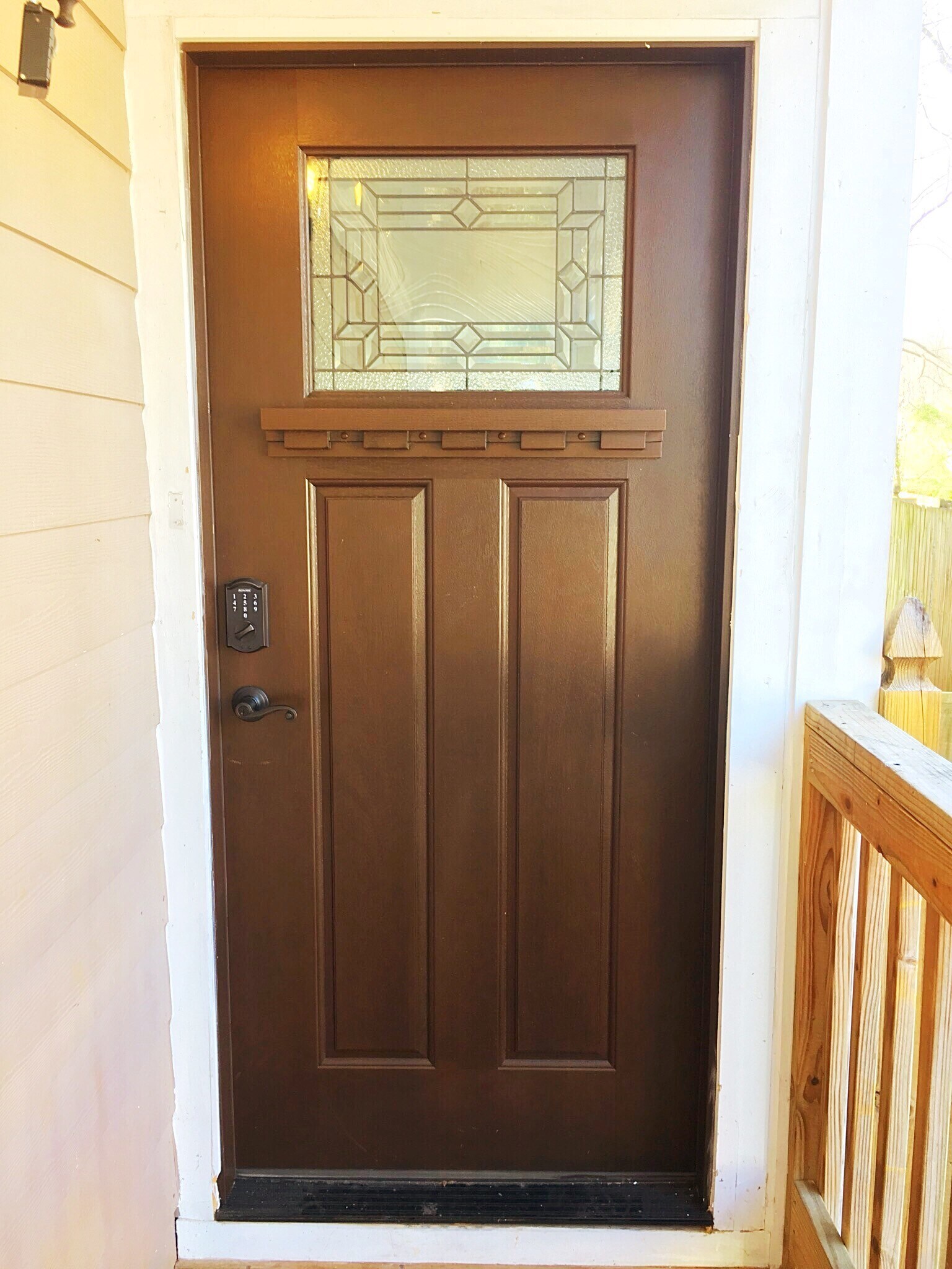 Craftsman style front door entry with keypad lock for those who hate carrying keys - 190 Hutchinson St NE