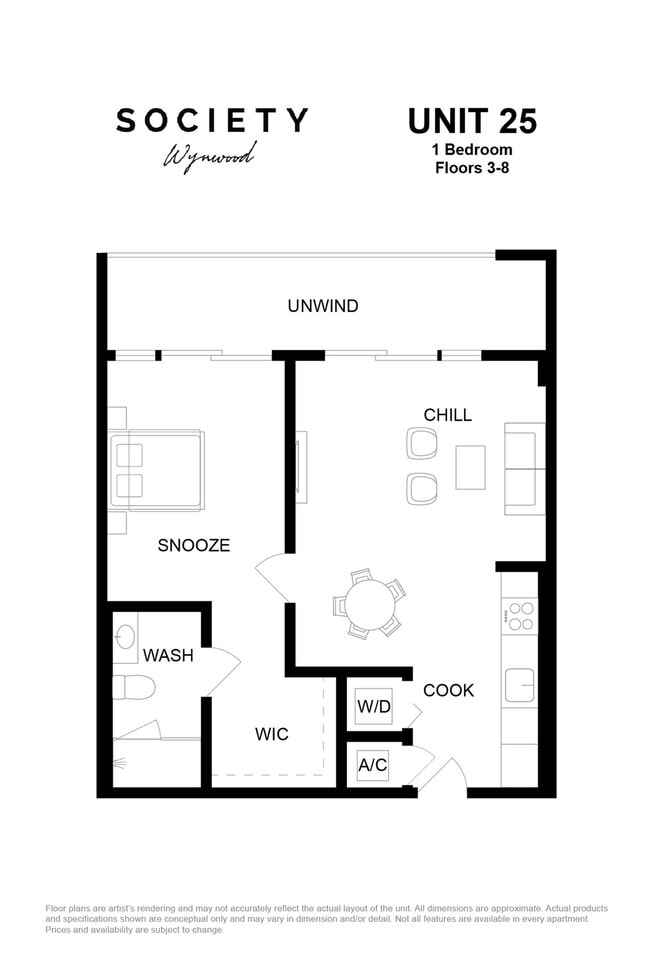 1 Bed - Unit 25 - Fl 3-8 - Society Wynwood