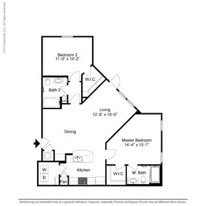 B2-2 Bedroom-1151 sf-2/2 - Preserve Parc