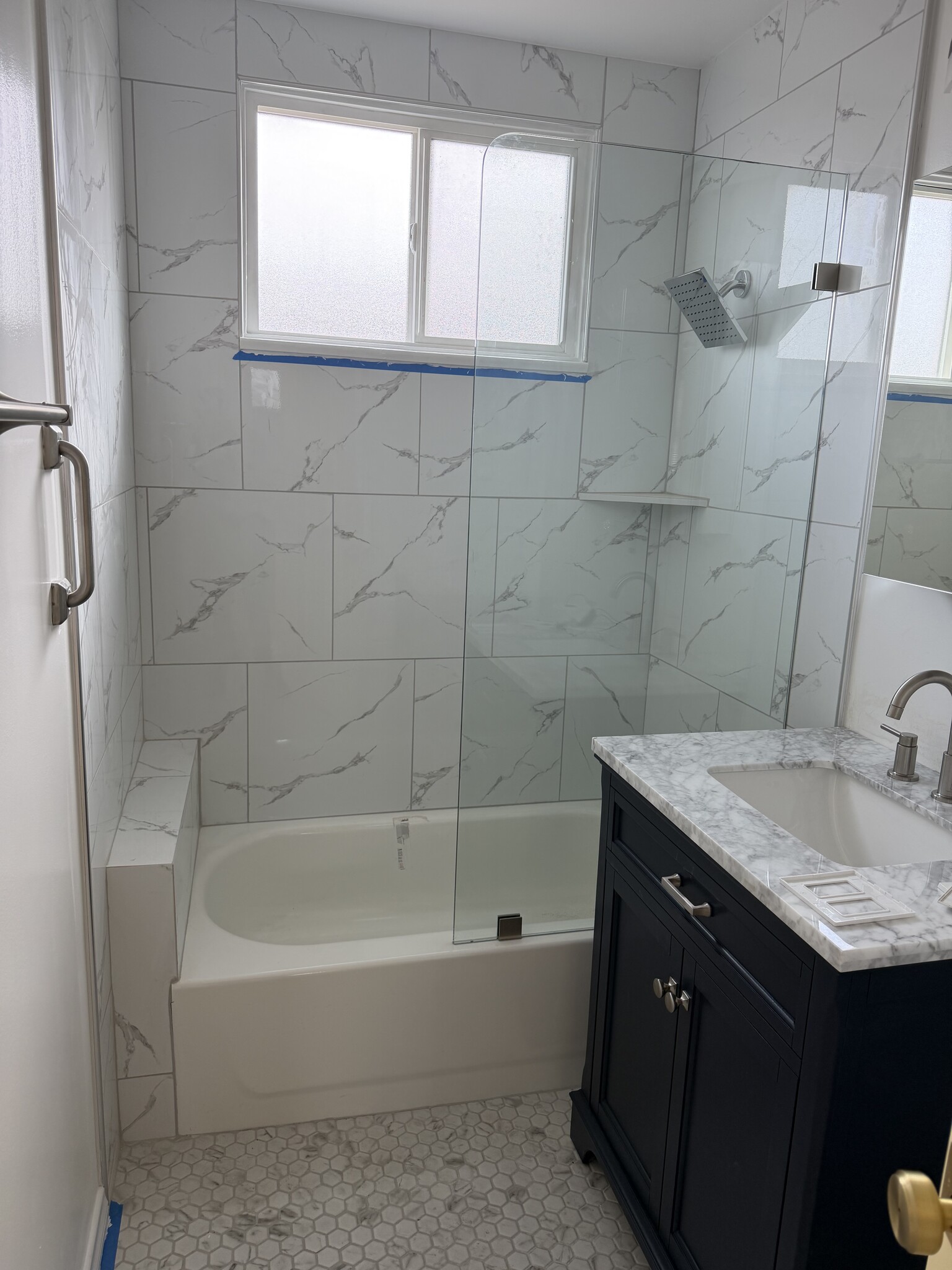 Marble bath-shower and vanity - 701 Indiana Ave