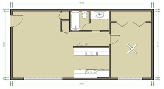 1 Bedroom Floor Plan - Villas At Gage Point