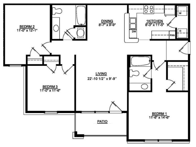 3 BDR 2 Bath 60 Pinnacle - Alton Place Apartments