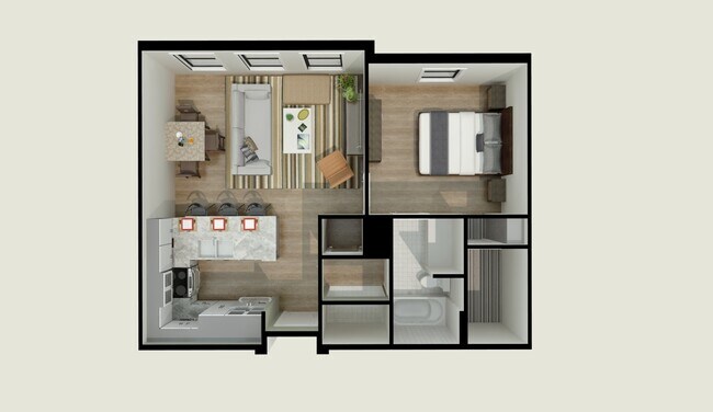 1 Bedroom/1 Bathroom Floorplan - One Park Place Apartments
