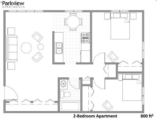 2BD/1BA - Parkview Apartments